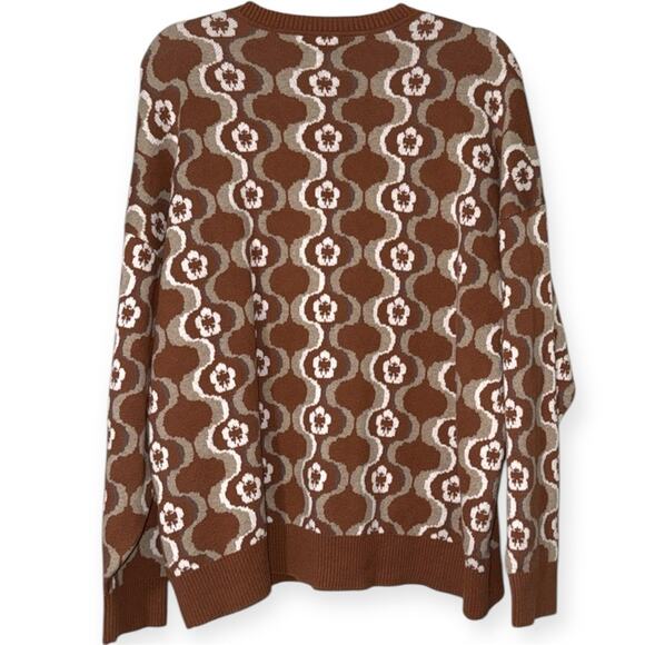 Aritzia Sunday Best size 3 70’s inspired retro brown geometric Patterned Sweater - Picture 9 of 10